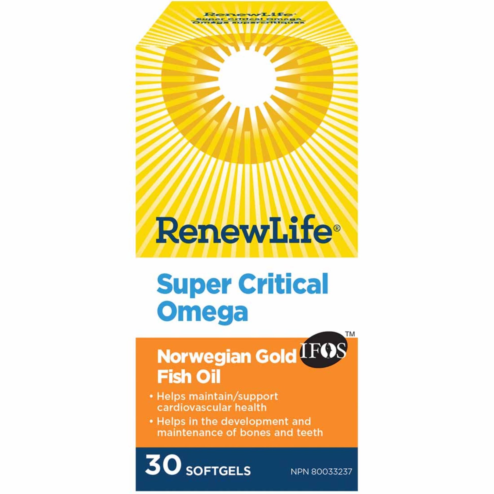 30 Softgels | RenewLife Super Critical Omega Norwegian Gold Fish Oil