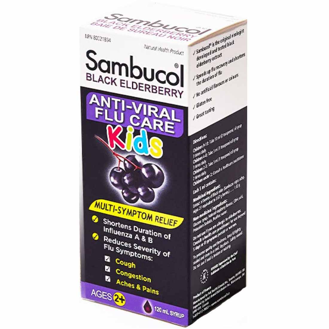 Sambucol Black Elderberry Syrup Anti-Viral Flu Formula (KIDS), 120ml ...