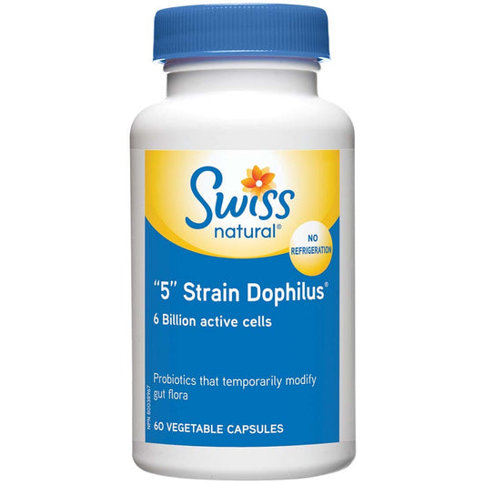 Swiss Natural 5 Strain Dophilus, 60 Vegetable Capsules