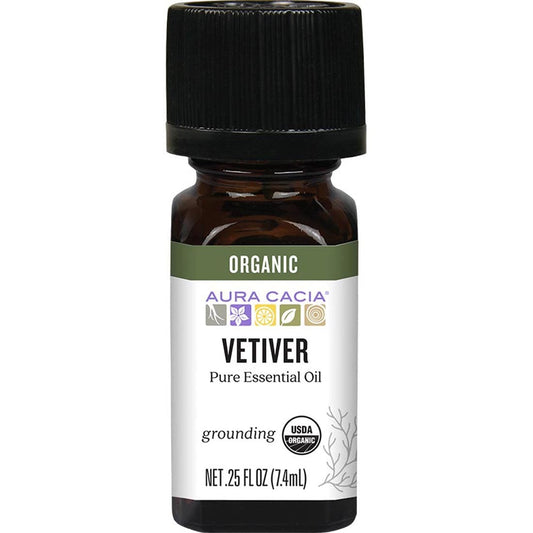 Aura Cacia Organic Vetiver Certified Organic Essential Oil, 7ml