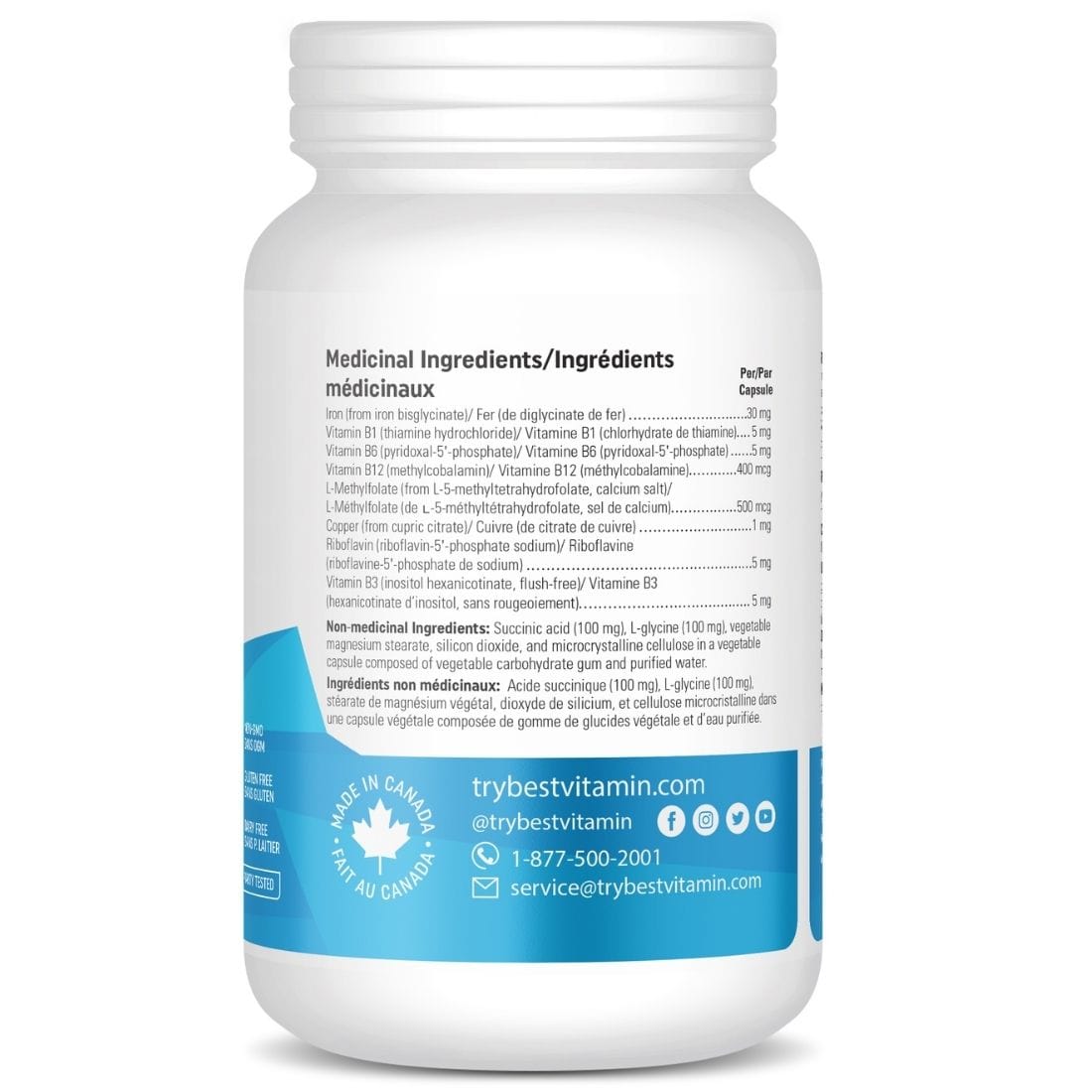 BestVitamin Best Iron Bisglycinate Complex, 30mg Iron, Enhanced bioavailability