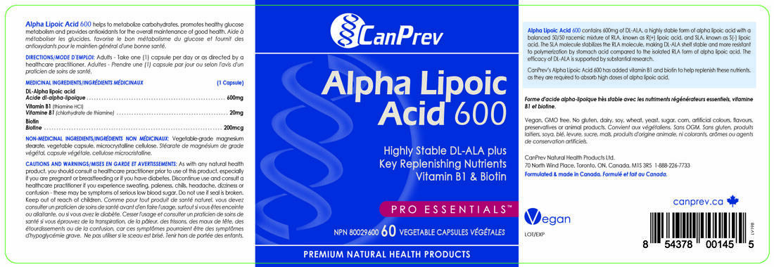 CanPrev Alpha Lipoic Acid 600mg 60 Vegicaps