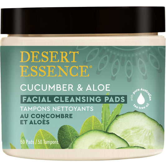 Desert Essence Cucumber and Aloe Cleansing Pads, 50 pads