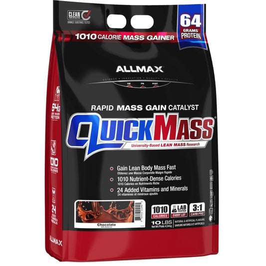 Allmax QuickMass, Rapid Lean Mass Gainer, 1010 Calories Plus Vitamins and Minerals, 10lb