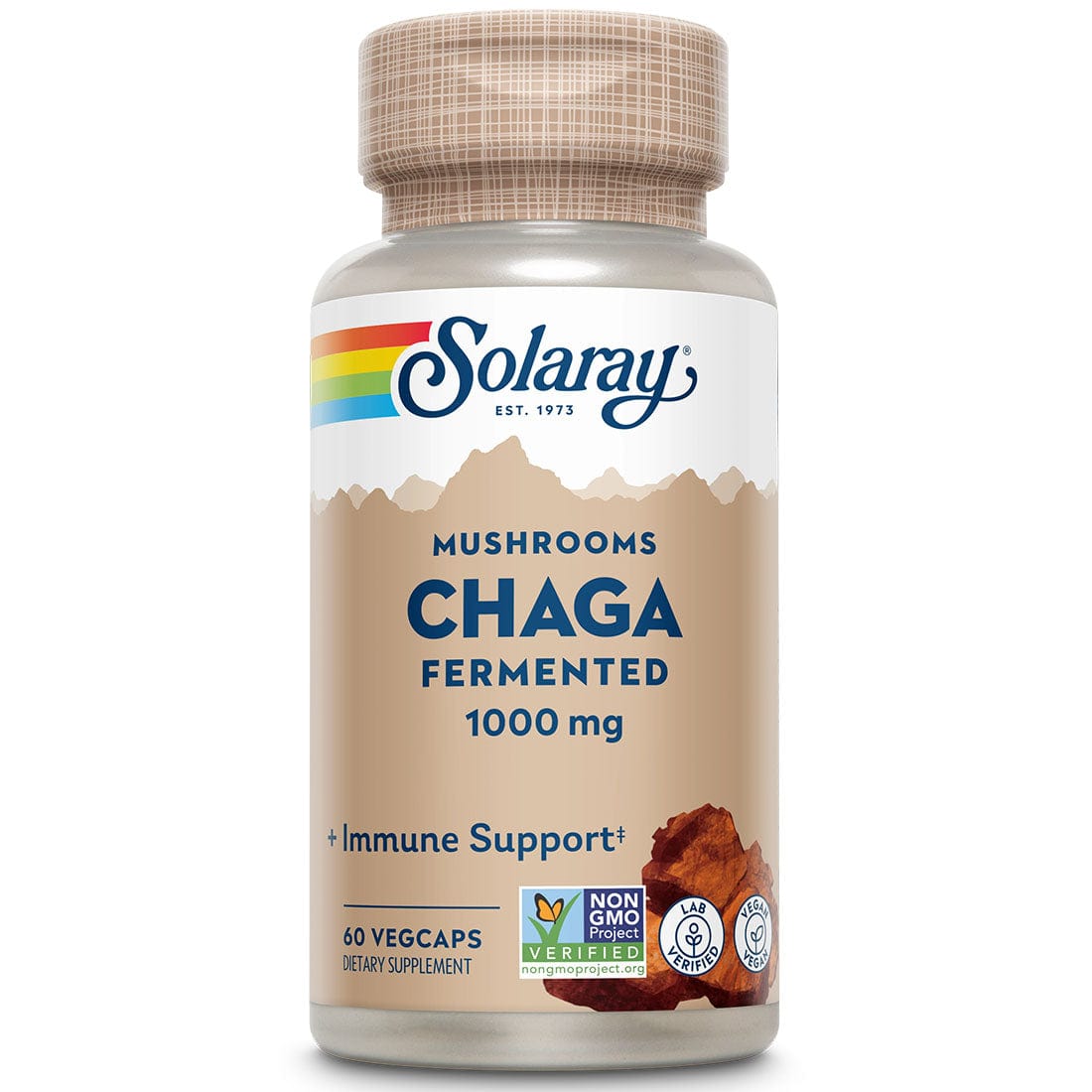 Solaray Fermented Chaga Mushroom, 60 Vegetable Capsules